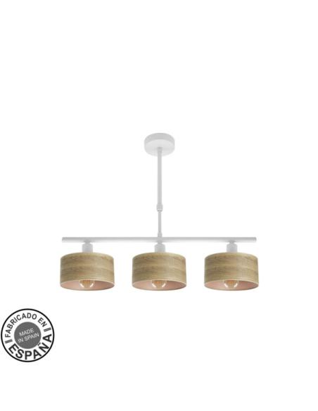 Lampara Gilda 3xe14 Blanco/madera Clara Regx55x14 Cm