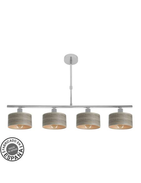 Lampara Gilda 4xe14 Cromo/madera Gris Retgx76x14 Cm