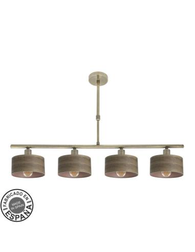 Lampara Gilda 4xe14 Cuero/madera Oscura Regx76x14 Cm