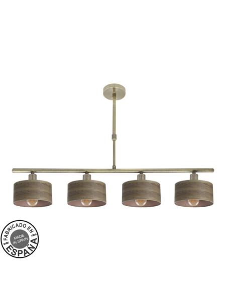 Lampara Gilda 4xe14 Cuero/madera Oscura Regx76x14 Cm