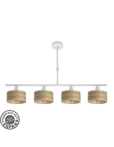 Lampara Gilda 4xe14 Blanco/madera Clara Regx76x14 Cm