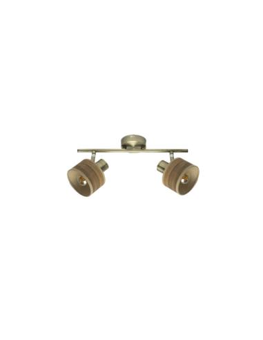 Regleta Nando 2xe14 Cuero/mad.oscura  Focos Orientables 16x36,5x10 Cm