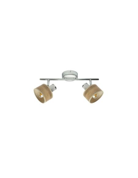 Regleta Nando 2xe14 Cromo-blanco/mad.clara  Focos Orientables 16x36,5x10 Cm