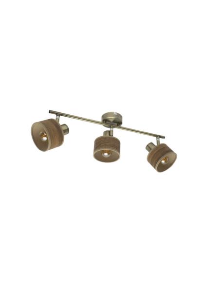 Regleta Nando 3xe14 Cuero/mad.oscura  Focos Orientables 16x51x10 Cm