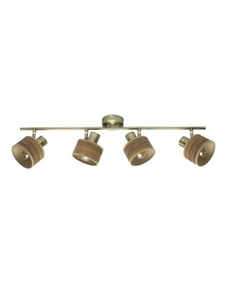 Regleta Nando 4xe14 Cuero/mad.oscura  Focos Orientables 16x73x10 Cm