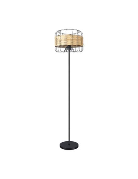 Pie Salon Zenda 1xe27 Forja/ratan 150x35x35 Cm