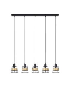 Regleta Burano 5xe14 Forja/ratan Regx94x12 Cm