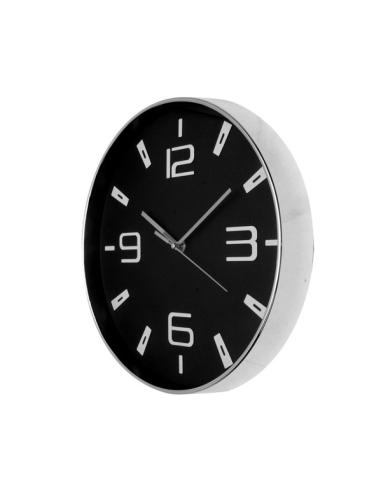 Reloj De Pared Aroa Plata/negro 30d  Movimiento Continuo