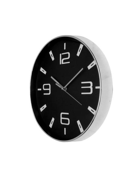Reloj De Pared Aroa Plata/negro 30d  Movimiento Continuo