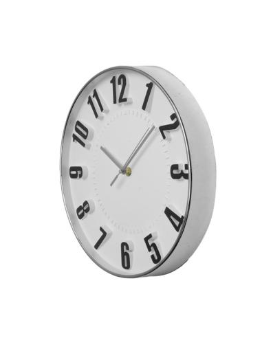 Reloj De Pared Hora Plata 30d Movimiento Continuo