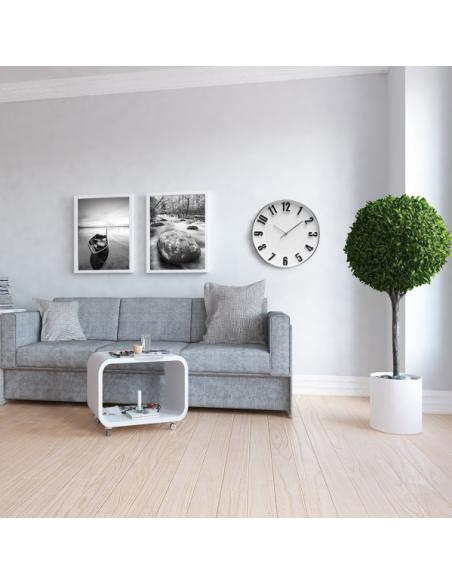 Reloj De Pared Hora Plata 30d Movimiento Continuo