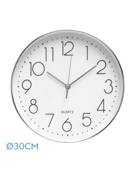 Reloj De Pared Tiempo Plata 30d Mov.continuo