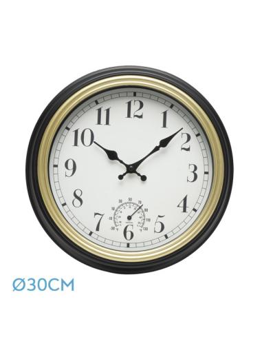 Reloj De Pared Horacio Negro-oro 30d Mov.continuo