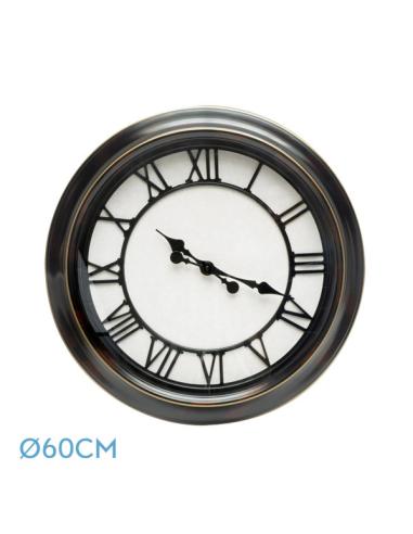 Reloj De Pared Almita Negro Rustico 60d  Agujas Retro Industrial Gran Tamaño