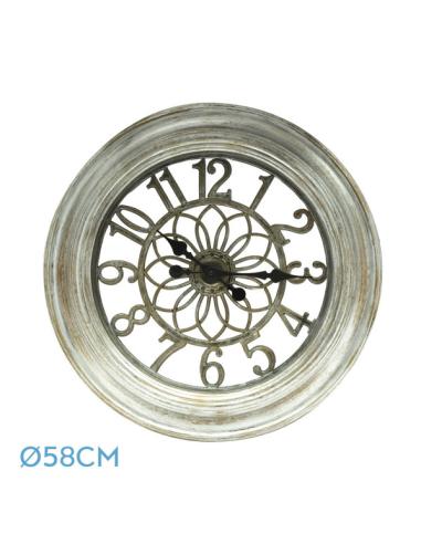 Reloj De Pared Kumico Plata 58d Agujas Retro Industrial Gran Tamaño
