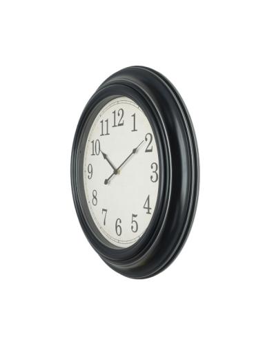 Reloj De Pared Iniko Negro/plata 61d Agujas Retro Gran Tamaño