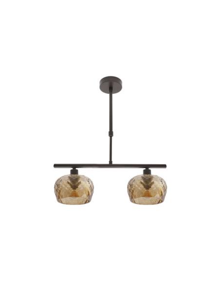 Lampara Estela 2xe14 Marron Regx41x13 Cm C/tulipas  Cristal Tallado Ambar