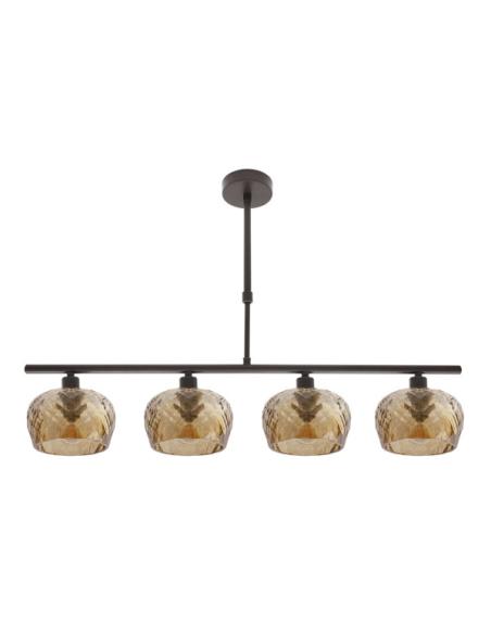 Lampara Estela 4xe14 Marron Regx75x13 Cm C/tulipas  Cristal Tallado Ambar