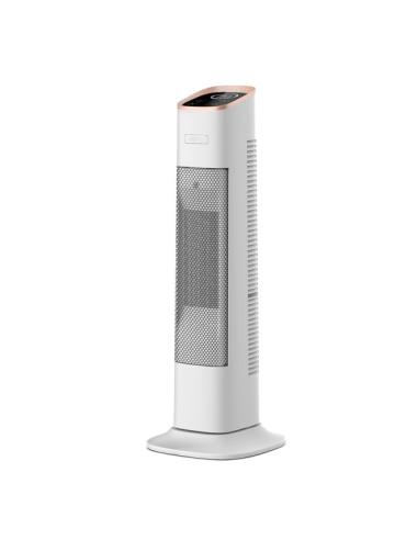 Termoventilador Ceramico Vertical 2000w Bl/oro C.remoto 2potenc.3func.Termost.reg. Oscilante Antivuelco Temporiz. 62x23,5x23,5cm