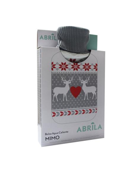 Bolsa Agua Caliente Mimo 1,7l Forro Gris/rojo Renos 20x32x4 Cm Flexible Y Agradable Al Tacto