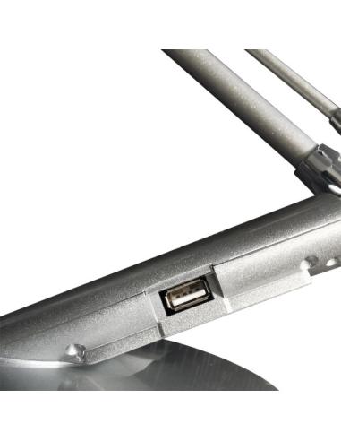 Flexo Clase 7w 3000-4500-6000k Plata 595lm Puerto Usb  Temporizador,tactil,int.reg,40x19x32,5cm