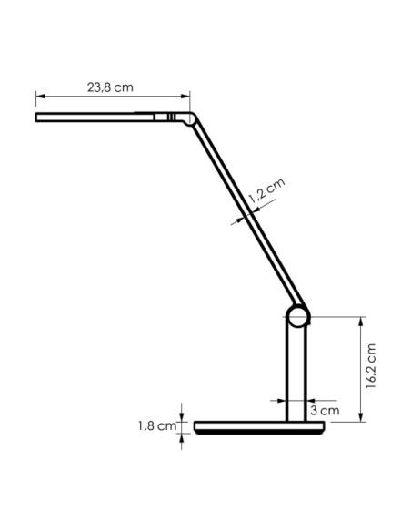 Flexo Lorca 15w 5000k Blanco 1200lm Reg.intensidad Tactil orientable plegable 47x20x23,8 Cm