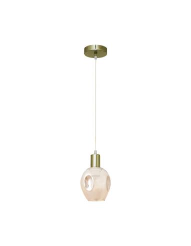 Colgante Meteoro 1xe27 Cuero/ambar Regx14 3 Oquedades