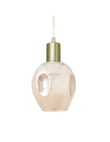 Colgante Meteoro 1xe27 Cuero/ambar Regx14 3 Oquedades