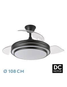 Ventilador Dc Ibe 72w 6120lm Negro 3 Asp.desp. 108d 3000-4000-6000k Remoto, Memoria Y Temporizador