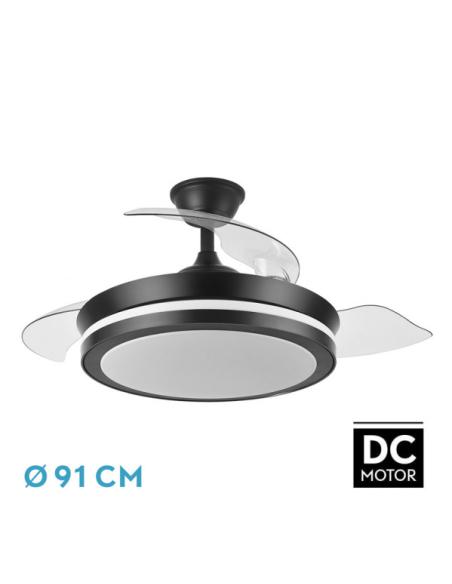 Ventilador Dc Esparta Negro 72w 6120lm 91d 3asp.d Esp.3000-4000-6000k Remoto+tempor+memori