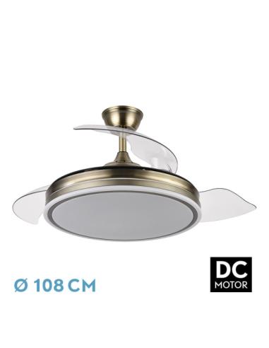 Ventilador Bayomo 72w 6120lm Cuero 3 Aspas Desp. 32/47x49/108d.3 Color.motor Dc.remoto