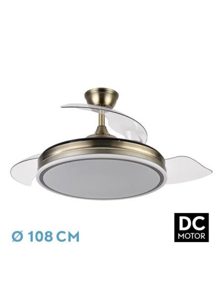 Ventilador Bayomo 72w 6120lm Cuero 3 Aspas Desp. 32/47x49/108d.3 Color.motor Dc.remoto