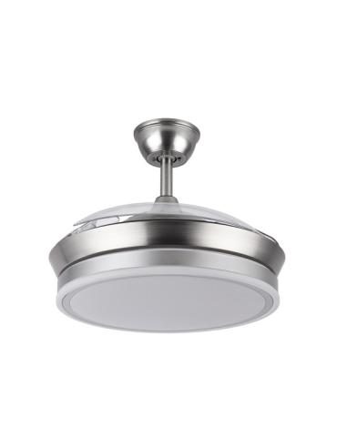 Ventilador Dc Bayomo Niquel 72w 6120lm 91d 3asp.desplegables 3000-4000-6000k Remoto, Temporizador, Memoria
