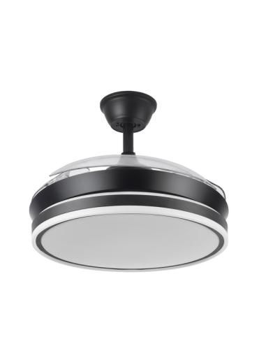 Ventilador Dc Bayomo Negro 72w 6120lm 91d 3asp.desplegables 3000-4000-6000k Remoto, Temporizador, Memoria
