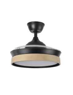 Ventilador Dc Iglu Negro/haya 72w 6120lm 91d 3asp.desplegable 3000-4000-6000k Remoto, Temporizador, Memoria 2