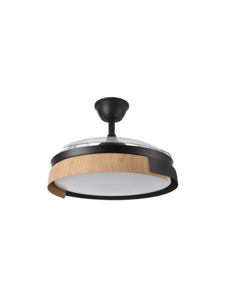 Ventilador Dc Provenza 72w 7200lm Negro/haya 3asp.desplegables 36/51x50/107d.3col, Remoto, Temporizador, Memoria