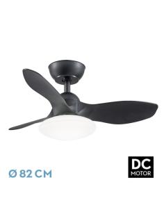 Ventilador Dc Paramo 36w 2880lm Negro 3 Aspas 82d  3000k,4500k,6000k,remoto+tempor+memoria