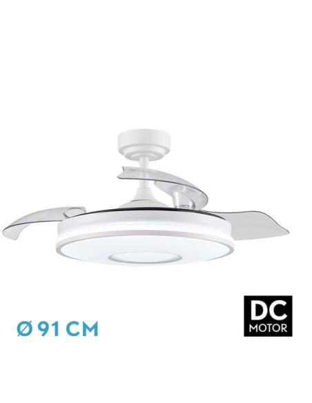 Ventilador Dc Dani 48w 4800lm Blanco 3aspas 6velocidades 91d 3000-4000-6000k Remoto+memoria+temporizador 24