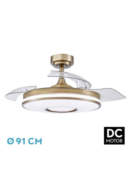 Ventilador Dc Dani 48w 4800lm Cuero 3aspas 6velocidades 91d 3000-4000-6000k Remoto+memoria+temporizador 24