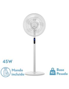 Ventilador De Pie Icono Blanc 3vel 45w  119x44x40 Cm Oscilante 5asp.c/ Remoto,temporizador