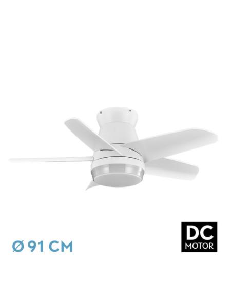 Ventilador Dc Neutron 24w 2400lm Blanc 5 Aspas 91d  3000k,4500k,6000k, Remoto+temporizador+memoria