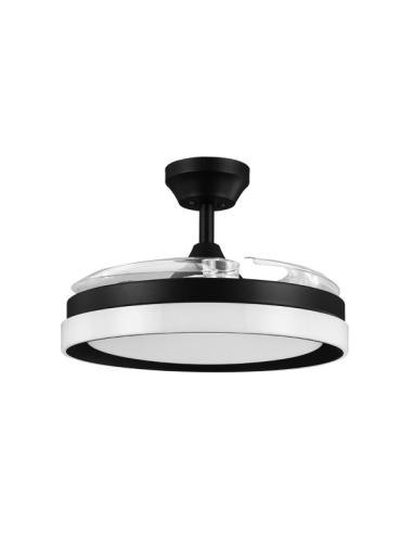 Ventilador Dc Zenit Negro 72w 3aspas Desplegables 107d 7200lm 6vel 3000k,4500k,6000k, Remoto+temporizador+memoria