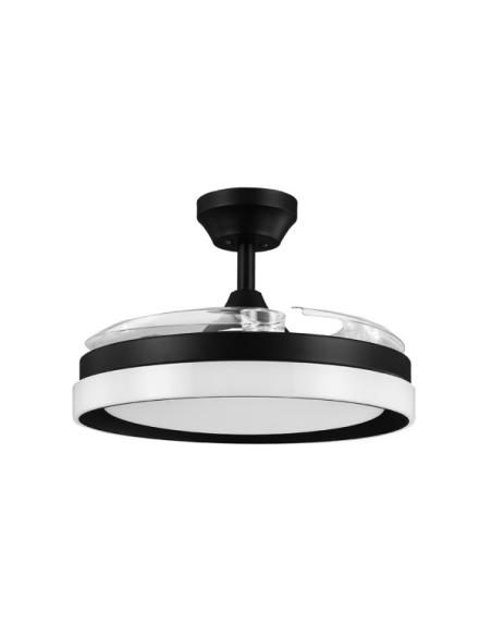 Ventilador Dc Zenit Negro 72w 3aspas Desplegables 107d 7200lm 6vel 3000k,4500k,6000k, Remoto+temporizador+memoria
