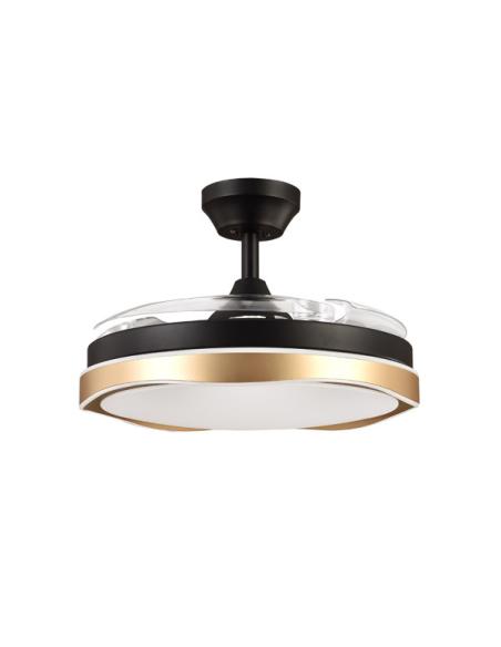 Ventilador Dc Blondi Negro/oro 3aspas 107d 7200lm 6vel 3000k,4500k,6000k, Remoto+temporizador+memoria