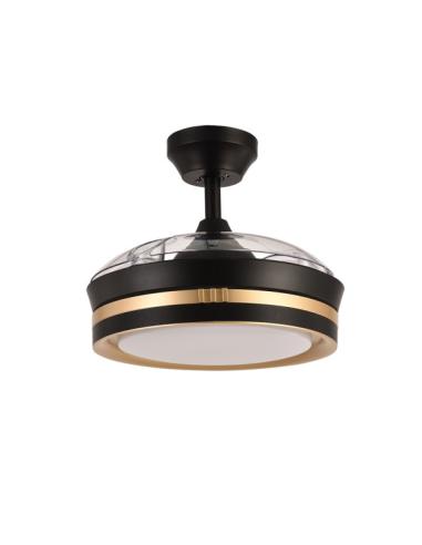 Ventilador Dc Viper Negro/oro 48w 3aspas 91d 4800lm 6vel 3000k,4500k,6000k, Remot+temporizador+memoria