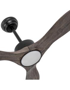Ventilador Dc Segre 24w Negro 3aspas Roble 107d 2424lm 3000k,4000k,6500k Remoto+temporizador+regulador Intensidad+memoria 2