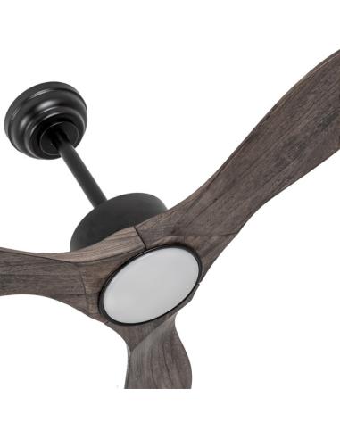 Ventilador Dc Segre 24w Negro 3aspas Roble 107d 2424lm 3000k,4000k,6500k Remoto+temporizador+regulador Intensidad+memoria