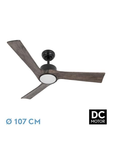 Ventilador Dc Orinoco 24w Negro 3aspas Roble 107d 2424lm 3000k,4000k,6500k Remoto+regulador Intensidad+temperatura+memoria