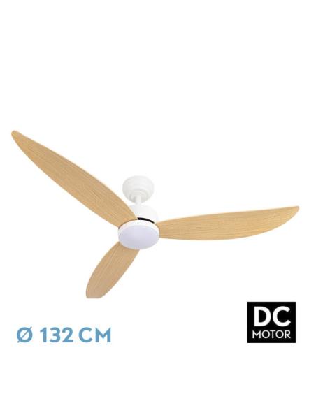 Ventilador Dc Genil 24w Blanco 3aspas Haya 132d 2424lm 3000-4000-6500k Remoto+temporizador+memoria