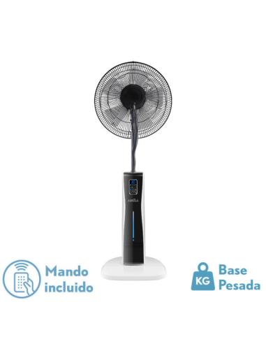 Ventilador De Pie Corvo Blan/negro 3 Vel.75w.5Asp  Nebulizador 125x43x40cm  Remoto Y Temporizador, Tanque De Agua 2l
